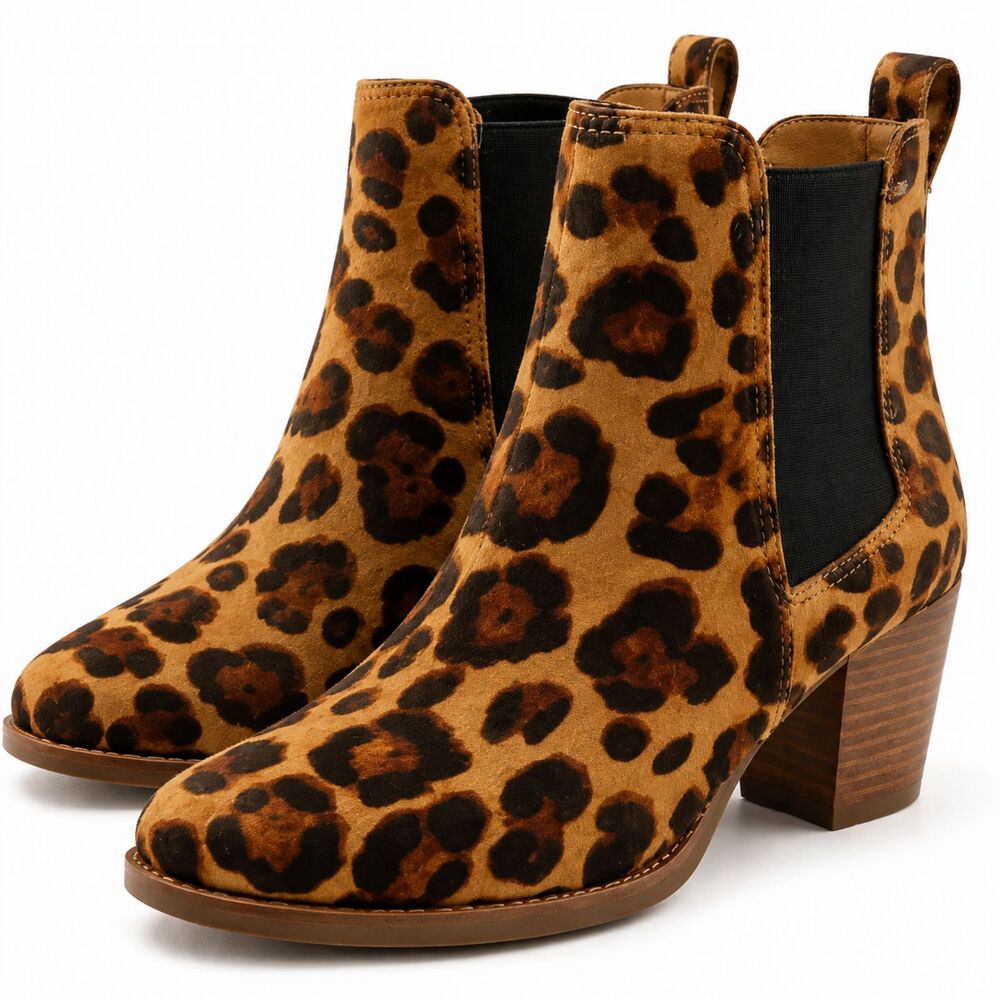Madewell Ragen Leopard Calf Hair Chelsea Boots Size 7 Block Heel